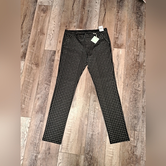 Kut from the Kloth Gray and Black Skinny Pants with Plaid Pattern Size 14L - Picture 7 of 9